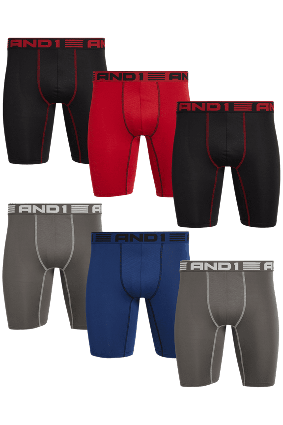 Men's Underwear Pro Platinum Long Leg Boxer Briefs, 6 Pack, 9"