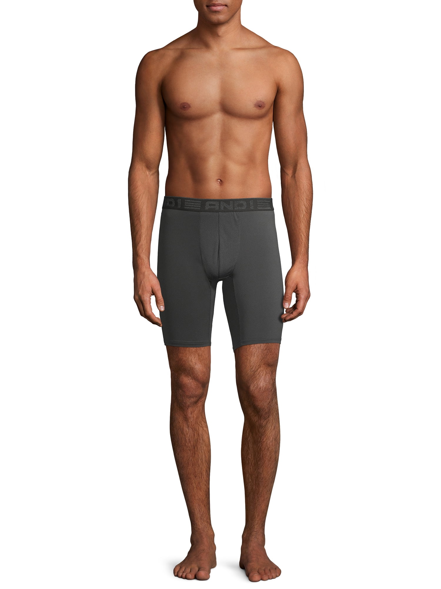 AND1 Men's Underwear Pro Platinum Long Leg Boxer Briefs, 9"
