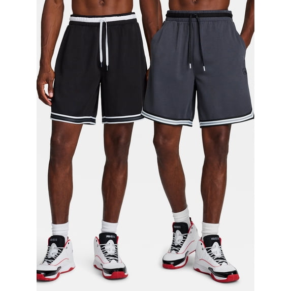 AND1 Men's and Big Men's 2-Pack Challenger Mesh Short, 8" inseam, Sizes XS-5XL