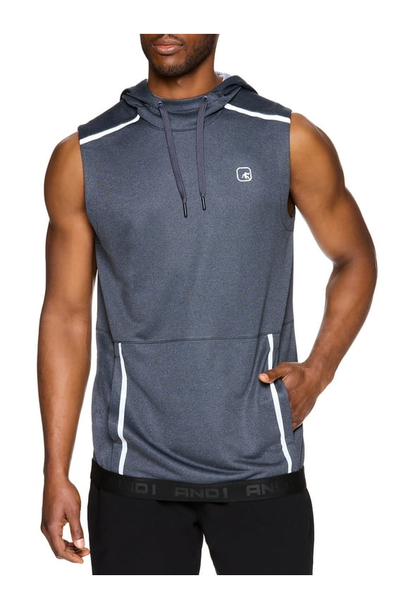 Men's and Big Men's Active Sleeveless Hooded Athletic Top, up to size 3XL