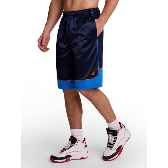 AND1 Men's and Big Men's All Court Colorblock Short, 11" inseam, up to Size 5XL