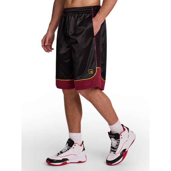 AND1 Men's and Big Men's All Court Colorblock Short, 11" inseam, up to Size 5XL