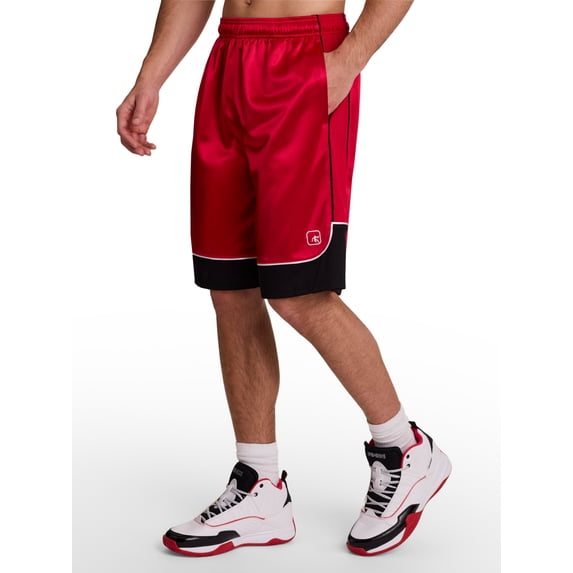 AND1 Men's and Big Men's All Court Colorblock Short, 11" inseam, up to Size 5XL