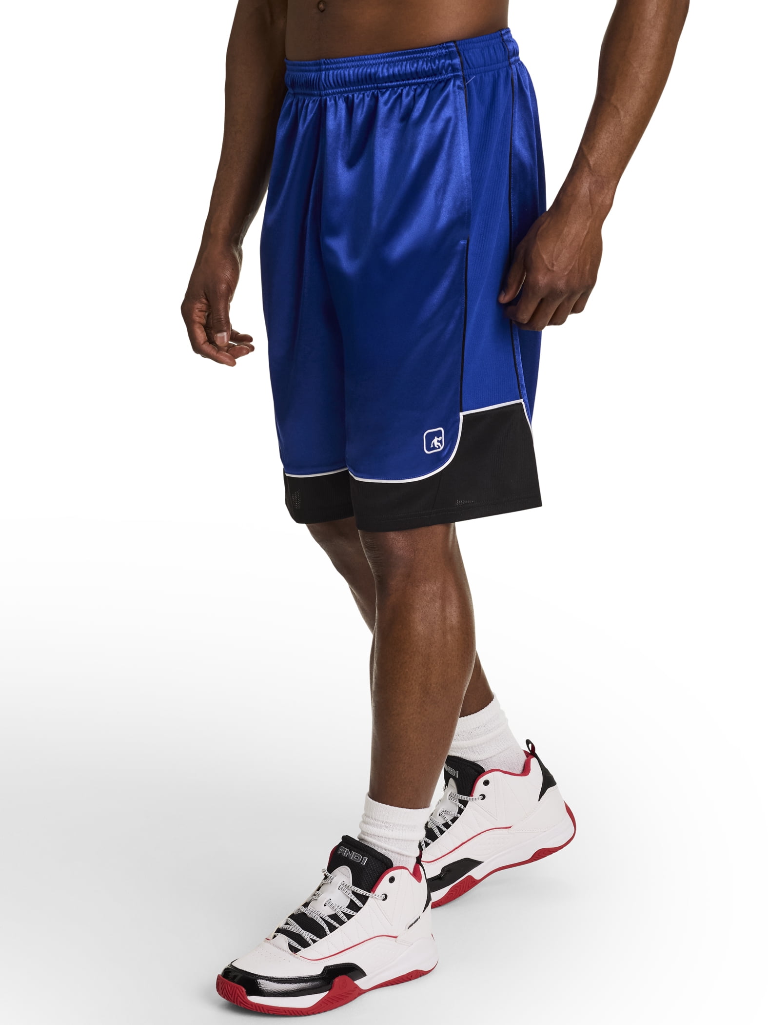 AND1 Men's and Big Men's All Court Colorblock Short, 11" inseam, up to Size 5XL