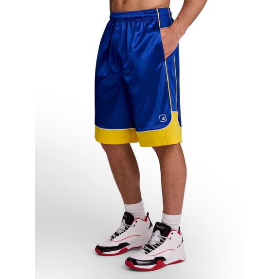 AND1 Men's and Big Men's All Court Colorblock Short, 11" inseam, up to Size 5XL