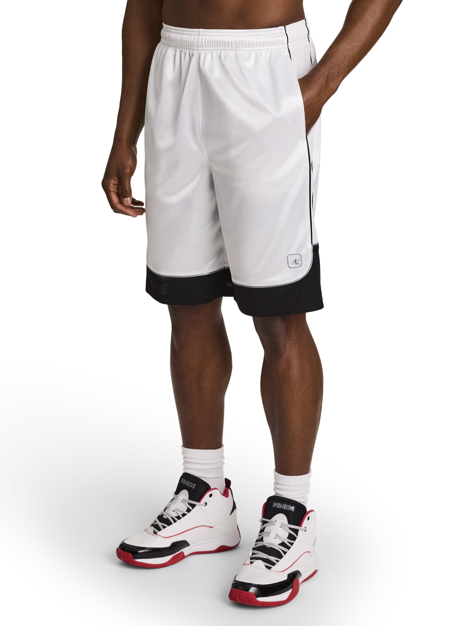 AND1 Men's and Big Men's All Court Colorblock Short, 11" inseam, up to Size 5XL