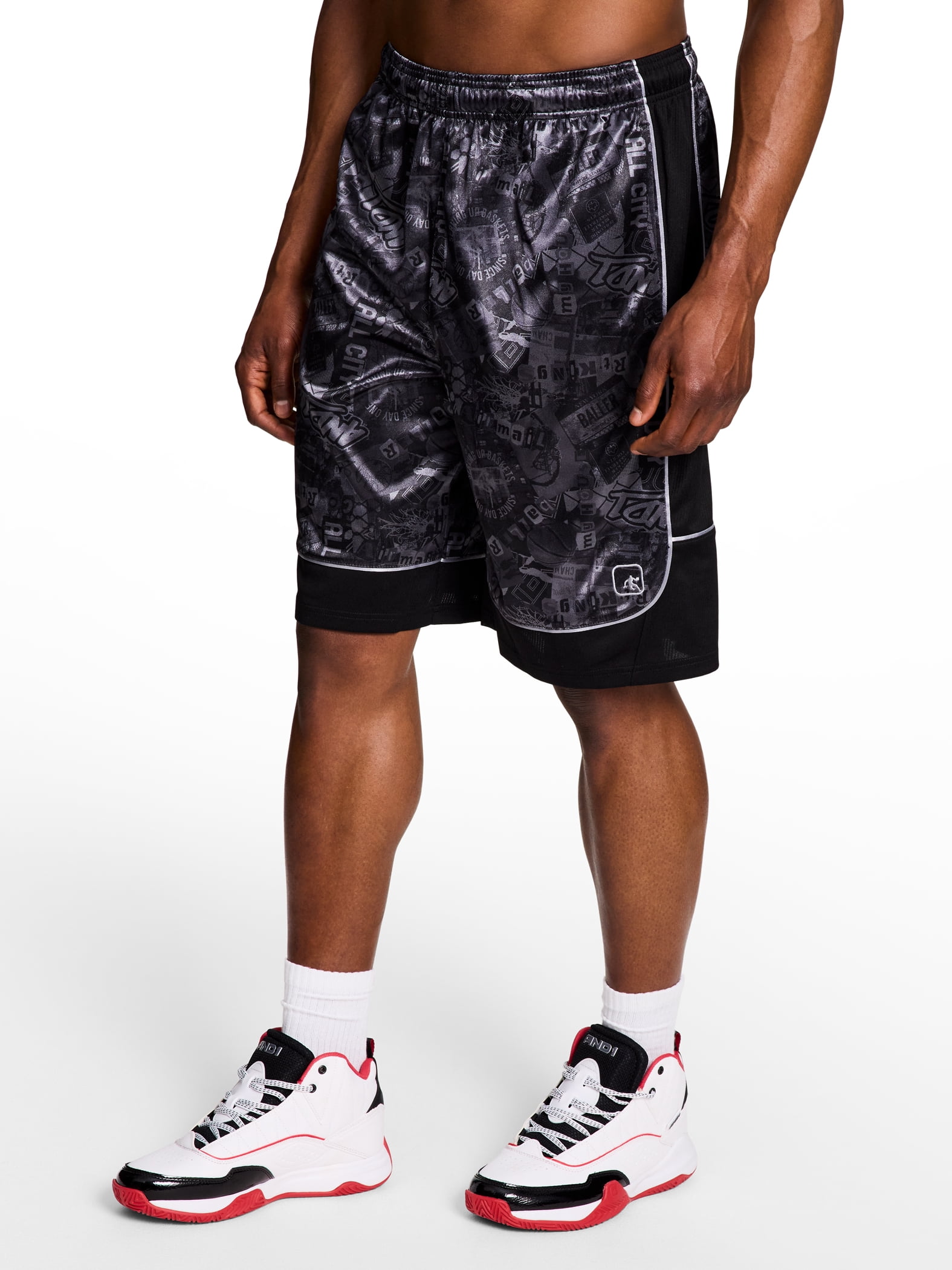 AND1 Men's & Big Men's All Court Printed Pattern Short, 11" Inseam, Sizes XS-5XL