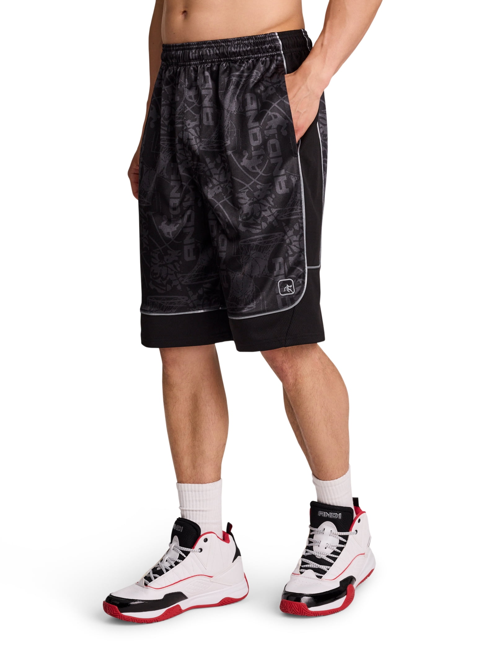 AND1 Men's and Big Men's All Court Short, 11" inseam, up to Size 5XL