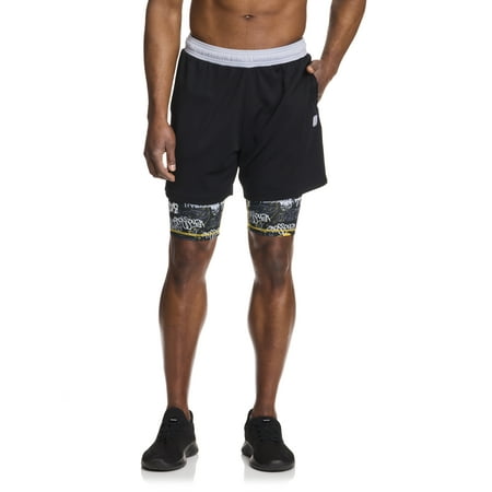 AND1 Men's and Big Men's Compression 2-IN-1 Active Short , 7" Inseam, up to Sizes 3XL