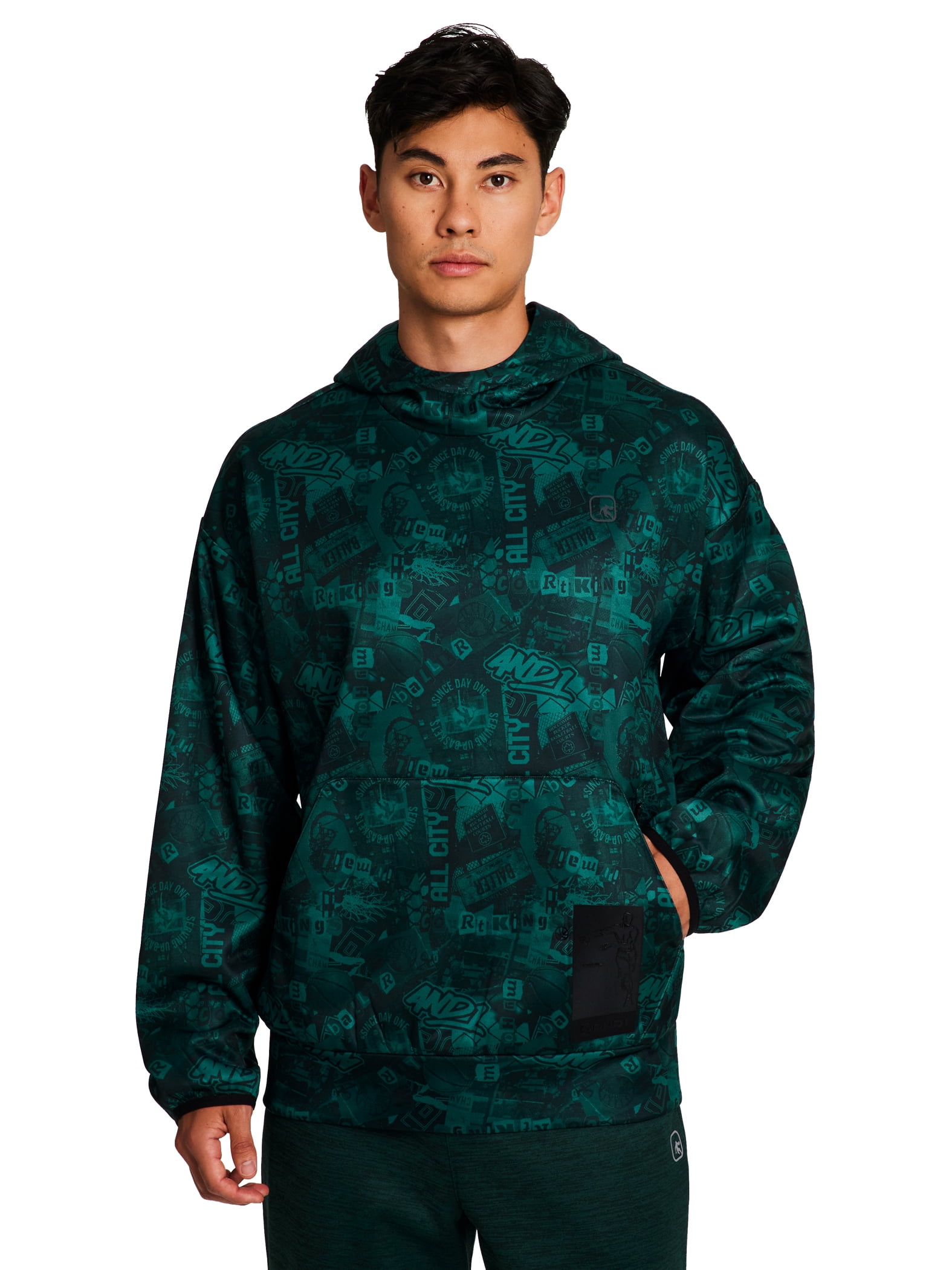 AND1 Men's and Big Men's Ultimate Print Pullover Hoodie, up to