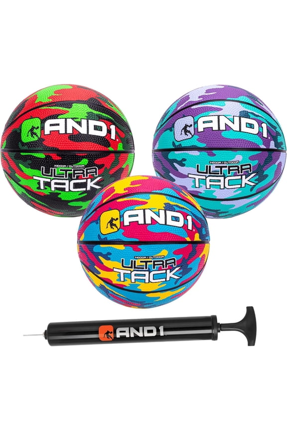 Mini Basketball 3-Pack - Size 3 (7 Inch) Easy to Grip, Youth Size, Deflated with Pump Included