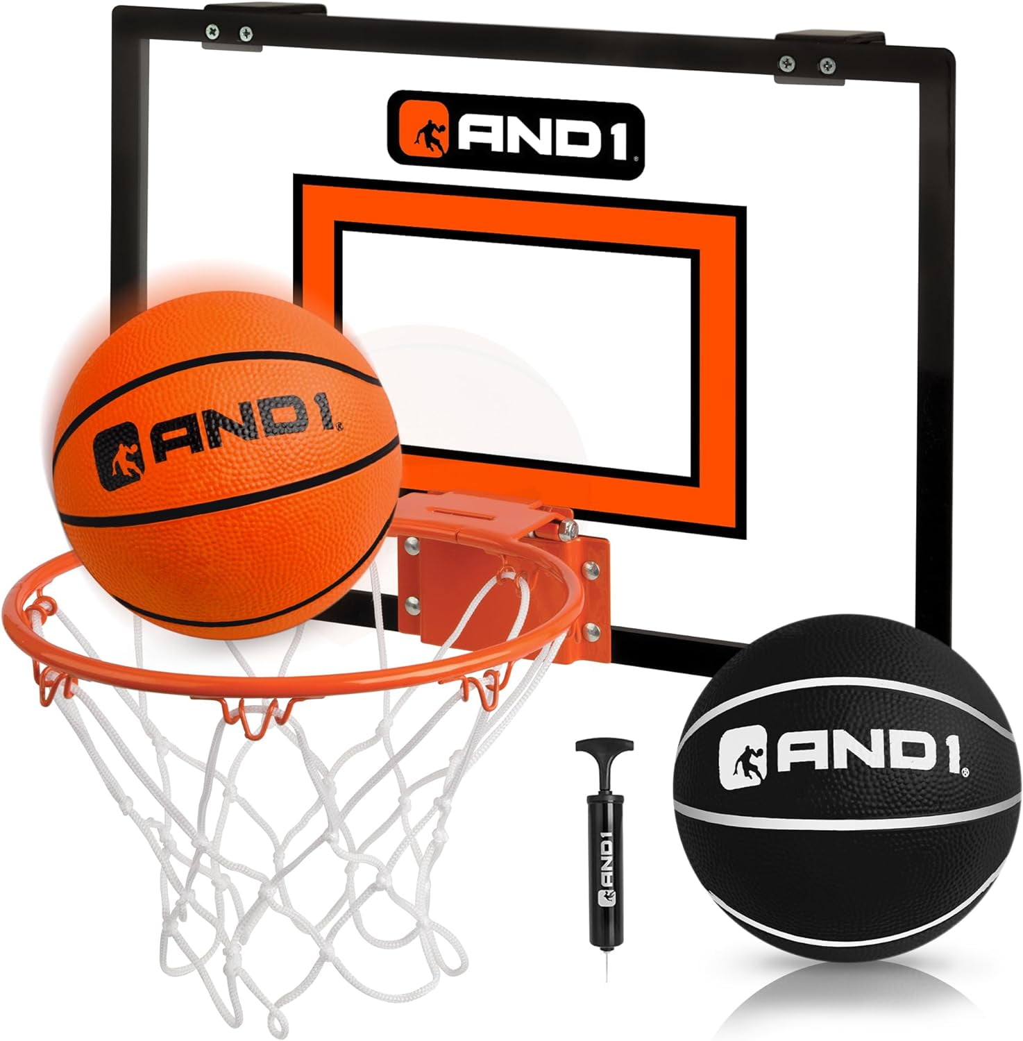 AND1 Over The Door Mini Basketball Hoop: 18x12 Shatterproof Backboard