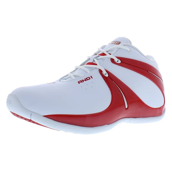 AND1 Rise Mens Shoes Size 7.5, Color: White/Chinese Red/Silver