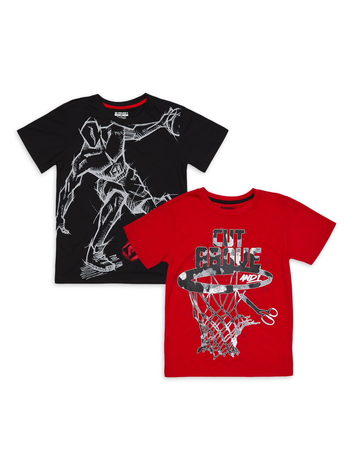 AND1 Boys Graphic Basketball Shirts 2-Pack, Sizes 4-18 