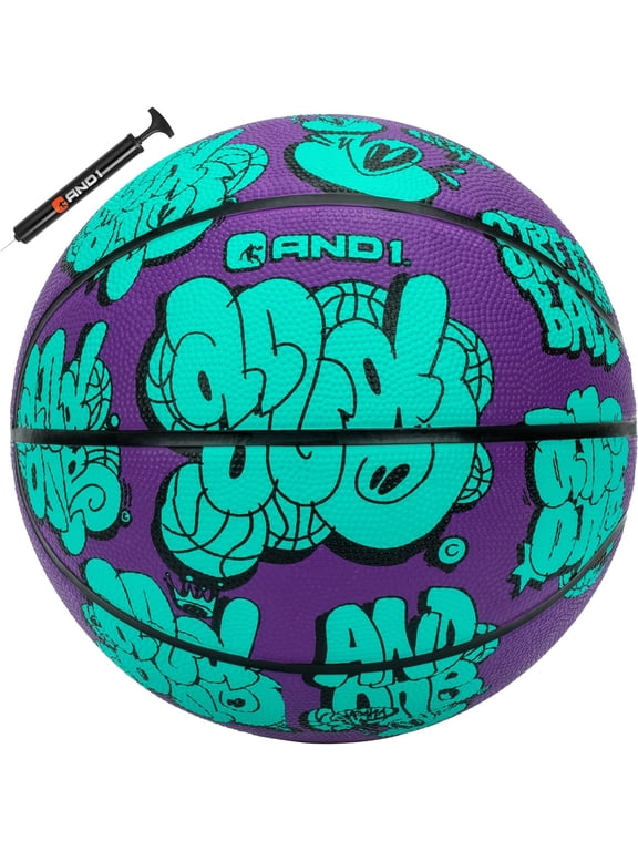 Street Ball Rubber Basketball, Size 6 (28.5"), Indoor/Outdoor, Deep Channel Construction, Includes Hand Pump