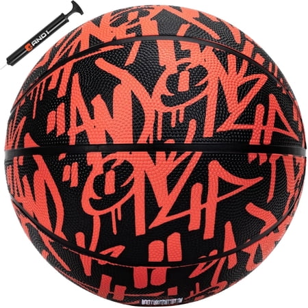 AND1 Fantom Graffiti Rubber Basketball, Size 6 (28.5"), Deep Channel Construction, Indoor/Outdoor Use
