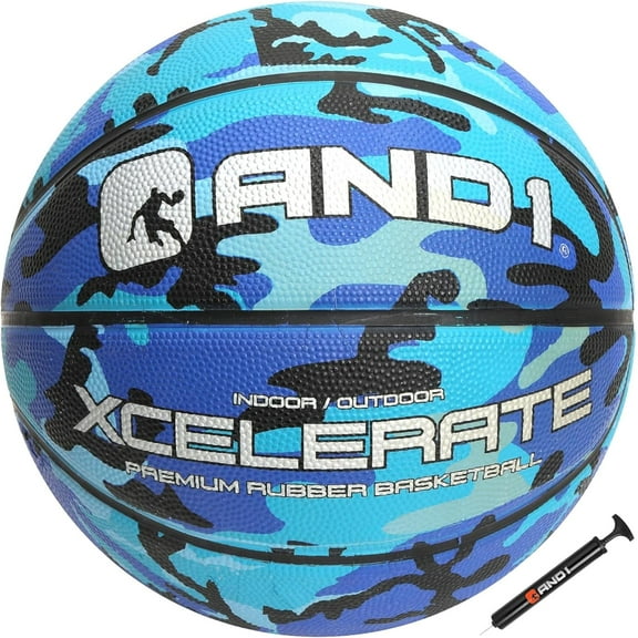 AND1 Xcelerate Rubber Basketball, Deep Channel Construction for Indoor/Outdoor, Size 7 (29.5")