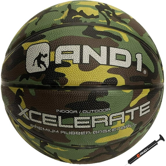 AND1 Xcelerate Rubber Basketball, Deep Channel Construction for Indoor/Outdoor, Size 7 (29.5")