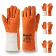 thumbnail image 1 of ANDANDA Leather Forge Welding Gloves, 13" Fire/Heat Resistant Gloves, Premium Split Leather, Aramid Stitching, Welding Gloves Provides Flames, Sparks and Welding Spatter Protection, Large/1 pair, 1 of 5