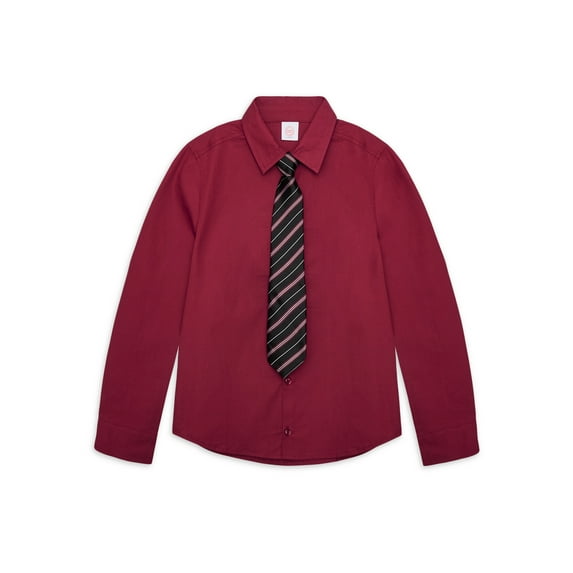 ANDE Boys Dress Shirt and Tie Set, 2-Piece, Sizes 4-16 Husky