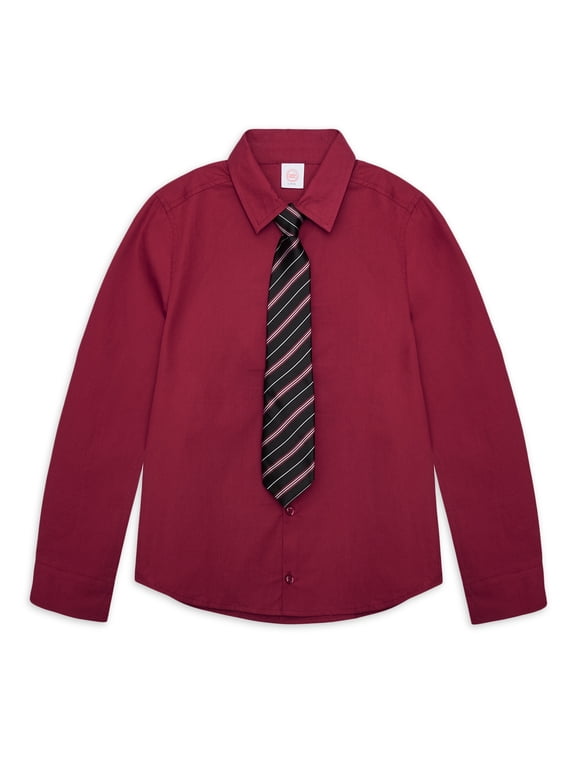 Boys Dress Shirt and Tie Set, 2-Piece, Sizes 4-16 Husky