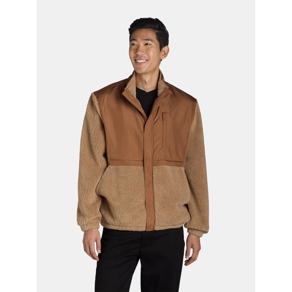 ANDE Men's High Pile Fleece and Nylon Zip Jacket, Sizes S-3X