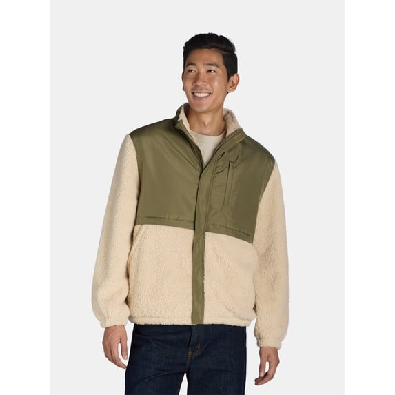 ANDE Men's High Pile Fleece and Nylon Zip Jacket, Sizes S-3X