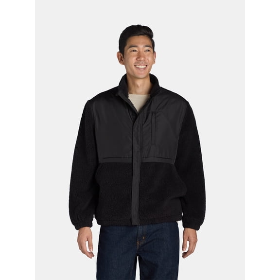 ANDE Men's High Pile Fleece and Nylon Zip Jacket, Sizes S-3X