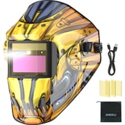 ANDELI Auto Darkening Welding Helmet Shade 3/5-9/9-13 Digital Control Built-In Auto On/Off LED, Rechargeable Lithium Battery, 1/1/1/1 True Color, 1/30000s Response, For Weld/Cut/Grind