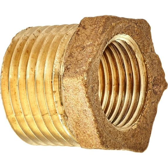 Anderson Metals Corp. Brass Hex Reducing Bushing - Rough Brass - 1/2 x 3/8, Pack of 1