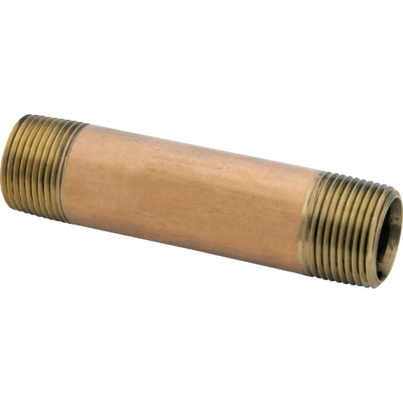 Anderson Metals Corp. Brass Pipe Nipple - Threaded Inlet/Outlet - 1 In. MPT x 1 In. MPT, 2 In. L