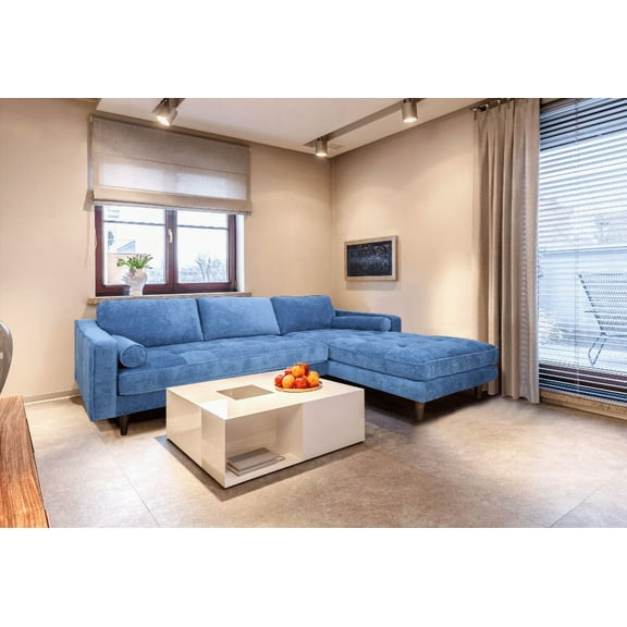 ANDERSON RAF SECTIONAL - DENIM BLUE | Ideal for Small Spaces & Family Meals