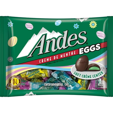 Andes, Crème de Menthe Easter Eggs, 4.52 oz. Peanut Free, Gluten Free. Contains Milk.