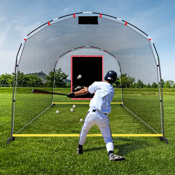 ANDGOAL Baseball Batting Cage Net with Steel Frame & 4 Ground Stakes 13x10x8 ft
