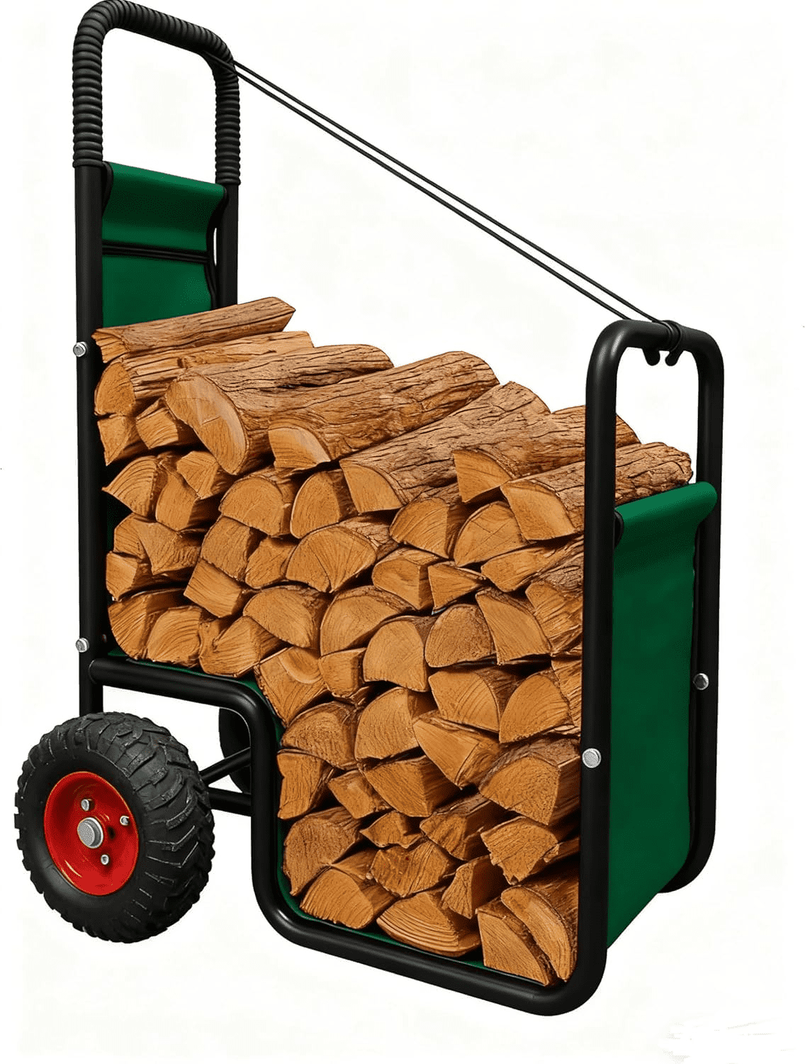 Rolling Log Rack ANDGOAL Firewood Log Cart Carrier – Steel Frame Dolly Rack with Smooth ...