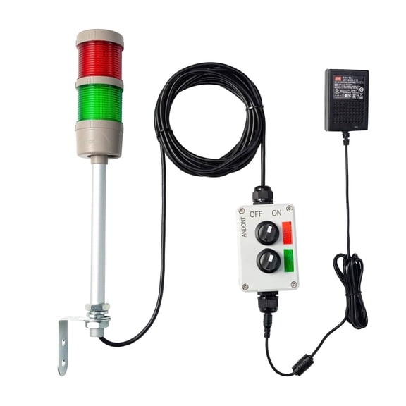 ANDONT Industrial 2 Stack Andon Tower Signal Light, Aluminum Pole, 32 ft