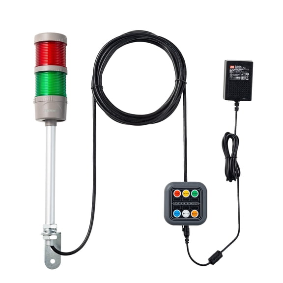 ANDONT Industrial 2 Stack Andon Tower Signal Light with Buzzer, Aluminum Pole, 16 ft