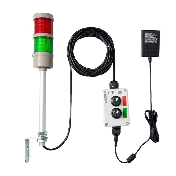 ANDONT Industrial 2 Stack Andon Tower Signal Light with Buzzer, Aluminum Pole, 16ft