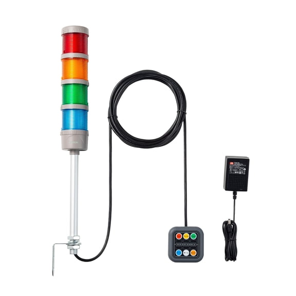 ANDONT 4 Stack Super Bright LED Andon Tower Lights with Buzzer, Red/Yellow/Green/Blue, Off-ON or Flash, Plug Play Ready