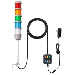 ANDONT Industrial 5 Stack Andon Tower Signal Light with Buzzer, Aluminum Pole, 16 ft