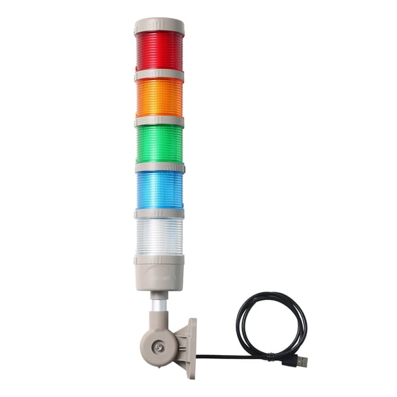 ANDONT USB 5 Stack Andon Tower Signal Light with Buzzer, PC Lens