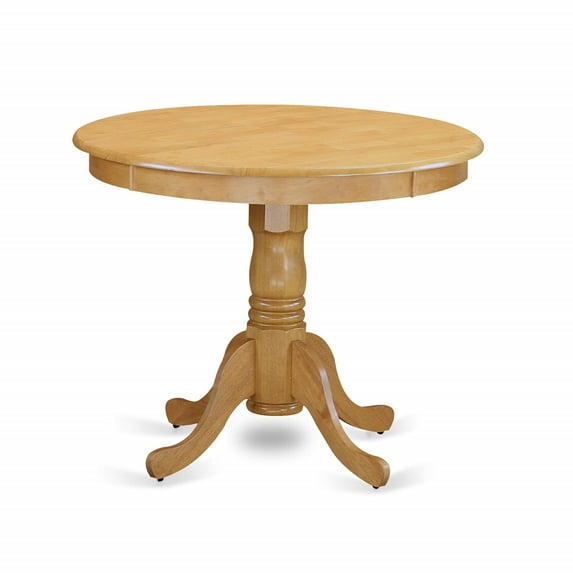 ANDR5-OAK-16 5Pc Round Kitchen Dinette Set - Oak Finish Table & 4 Parson Chairs - Dark Khaki Upholstery - Space-Saving & Elegant Design