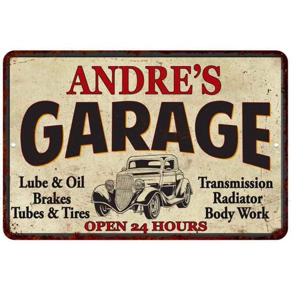 ANDRE'S Garage Man Cave Metal Sign Decor 8x12 108120014220