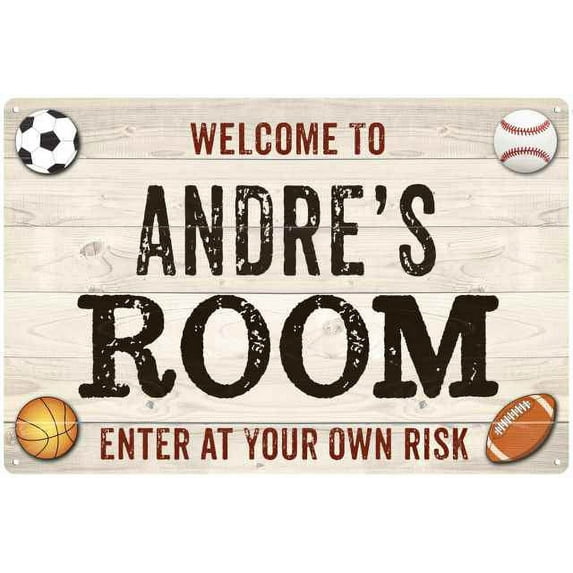 ANDRE'S Room Kids Bedroom Sign Boy's Gift 8x12 Metal 108120090208