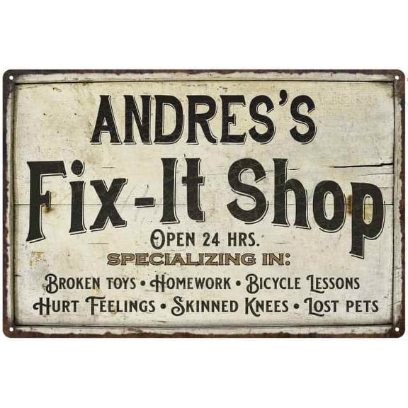ANDRES'S Fix-It Shop Sign Grandpa Dad Wall Decor Gift 8x12 Metal 208120006355