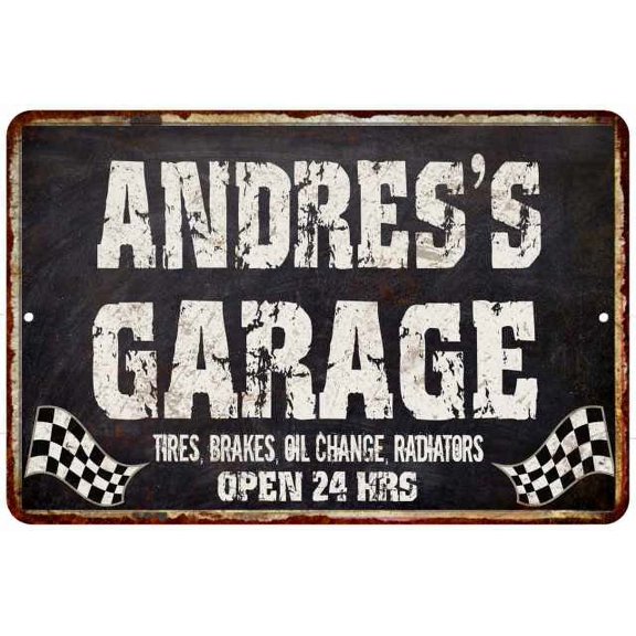 ANDRES'S Garage Black Grunge Gift Sign 12x18 Decor Gift 112180005242