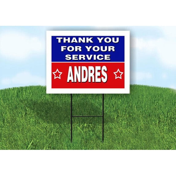 ANDRES THANK YOU SERVICE 18 in x 24 in Yard Sign Road Sign with Stand