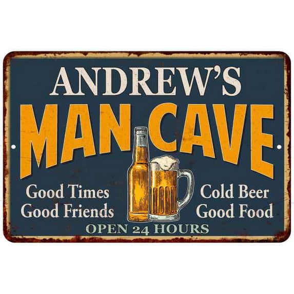 ANDREW'S Man Cave Metal Sign Green Gift 8x12 108120012038