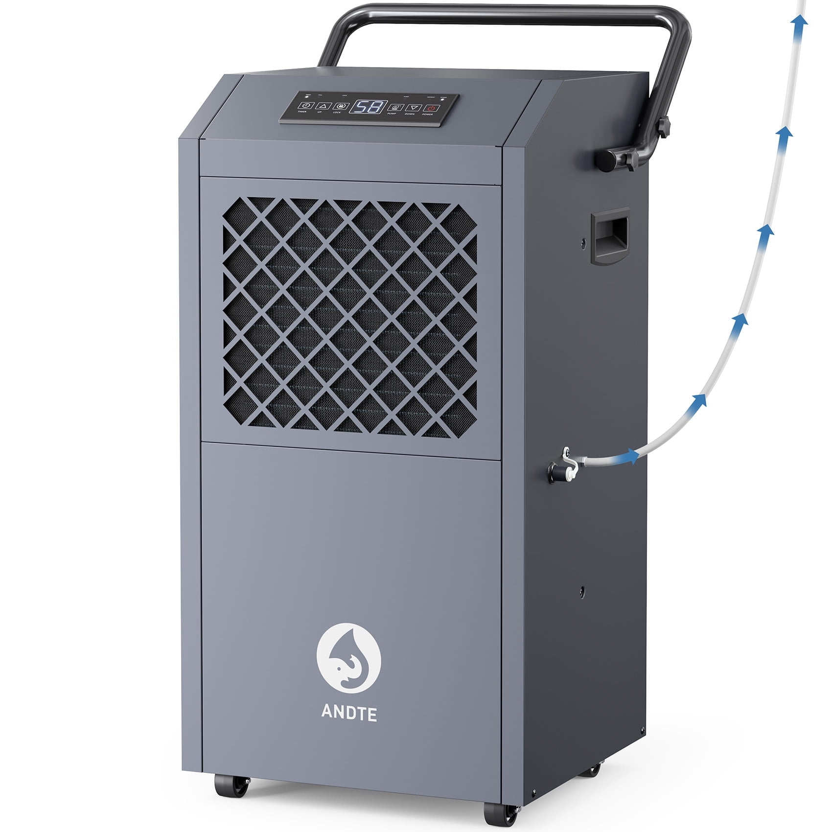ANDTE 55-Pint Commercial Dehumidifier with Pump and Hose 3,000 Sq. ft Coverage Area