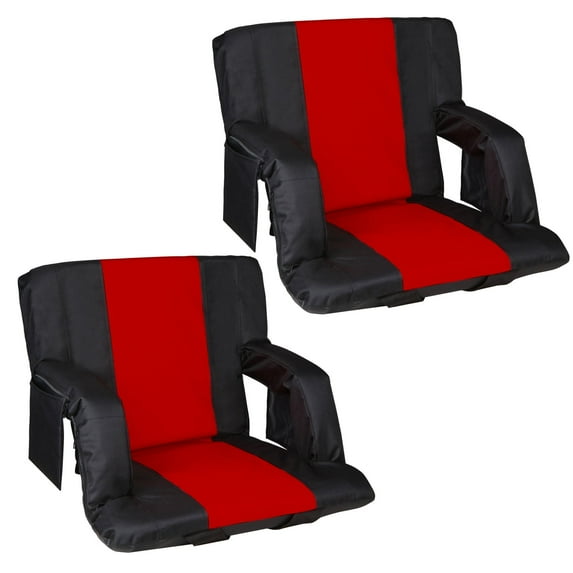 ANDTE 20'' Portable Foldable Stadium Seat Chairs with Padded Backrest and Adjustable Armrests for Bleachers, Set of 2